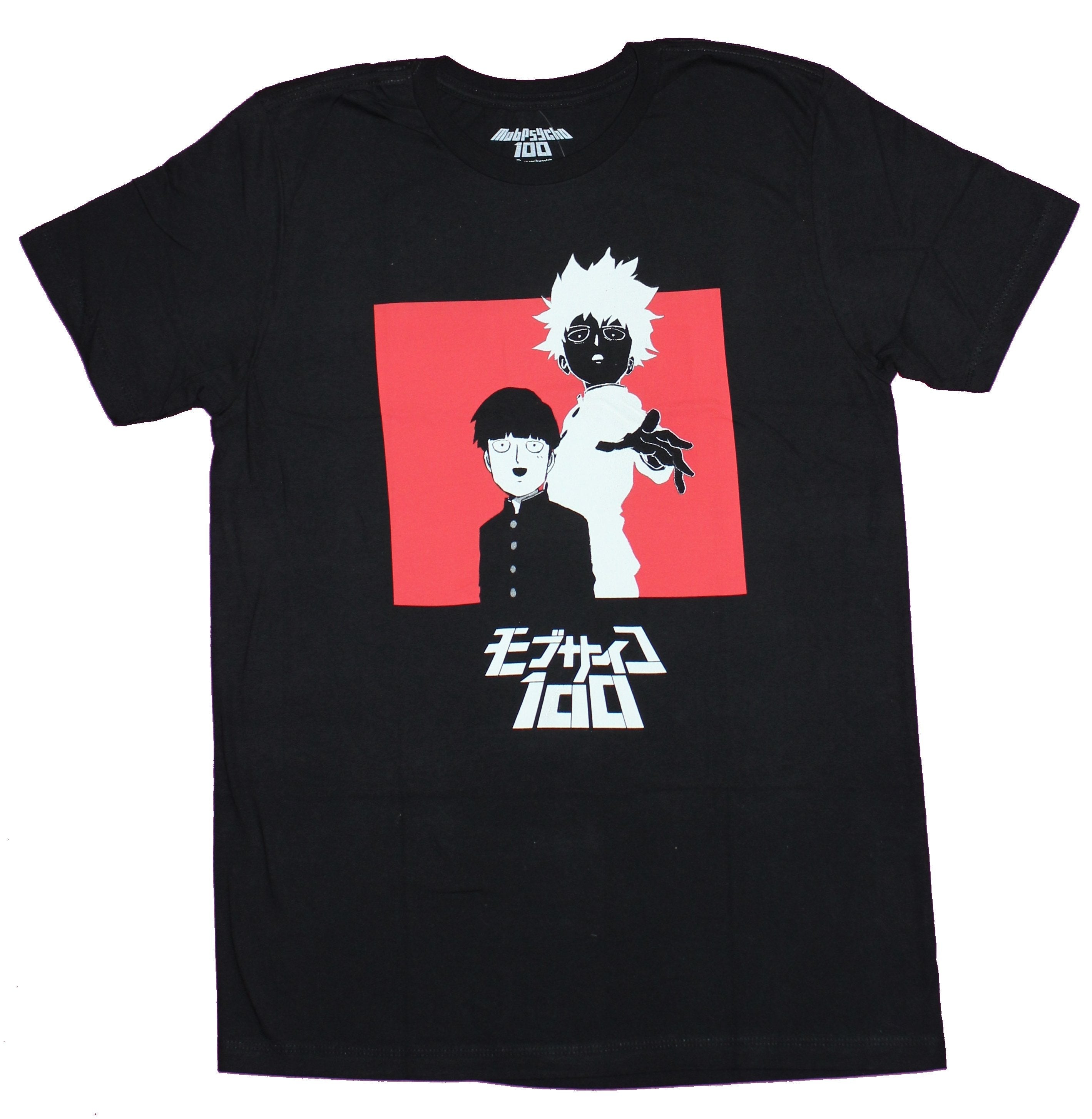 Mob Psycho 100 Mens T-Shirt  - Mob Black White & Red Over Kanji Logo Hoodie, Sweatshirt | CiraTrend.com