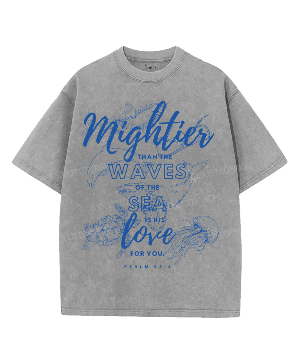 Mightier Than The Waves Unisex Washed Christian T-shirt Style002 Hoodie, Sweatshirt | CiraTrend.com (Image 2)