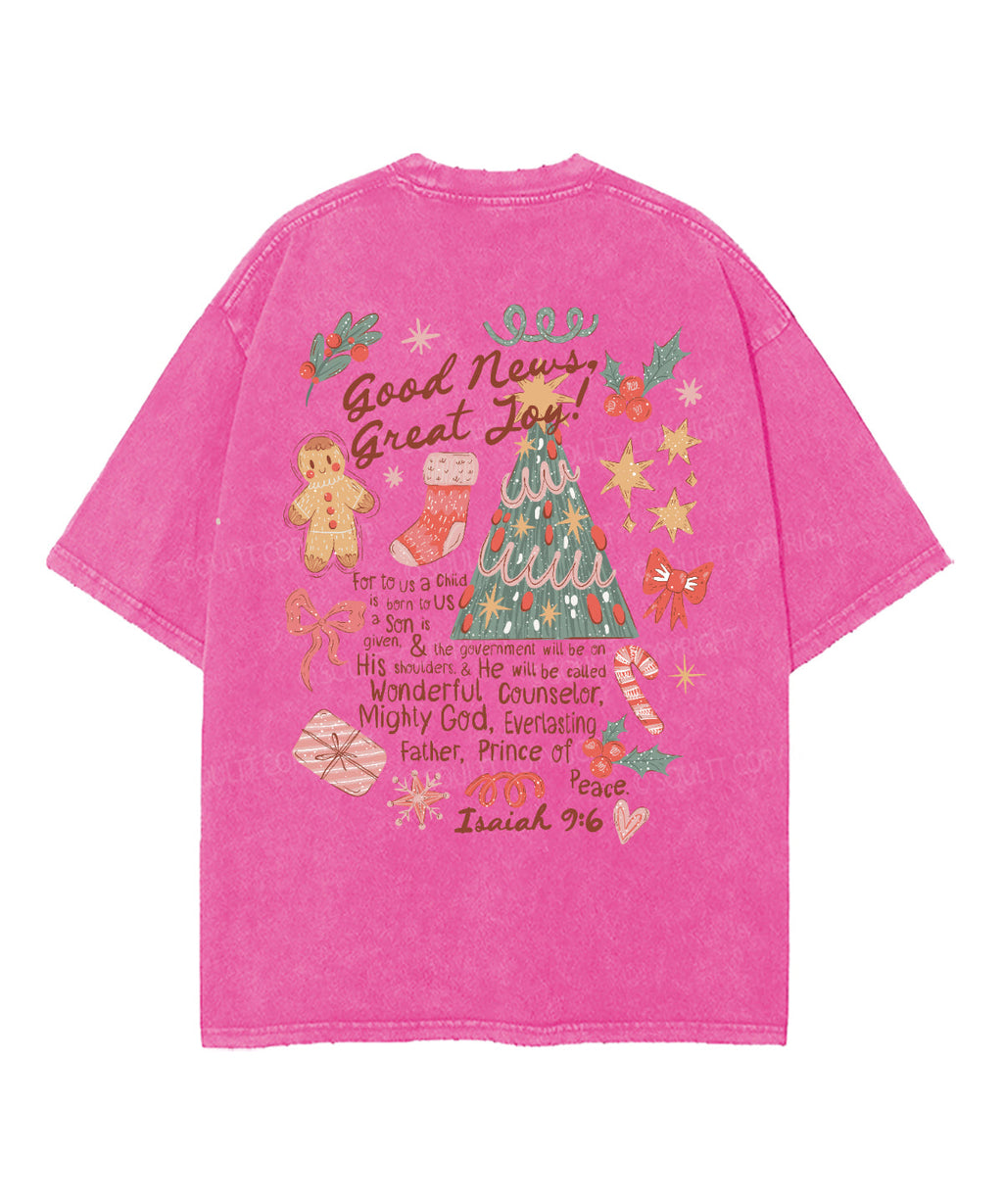 Good News Great Joy Double Sided Washed Christian T-shirt Hoodie, Sweatshirt | CiraTrend.com (Image 5)