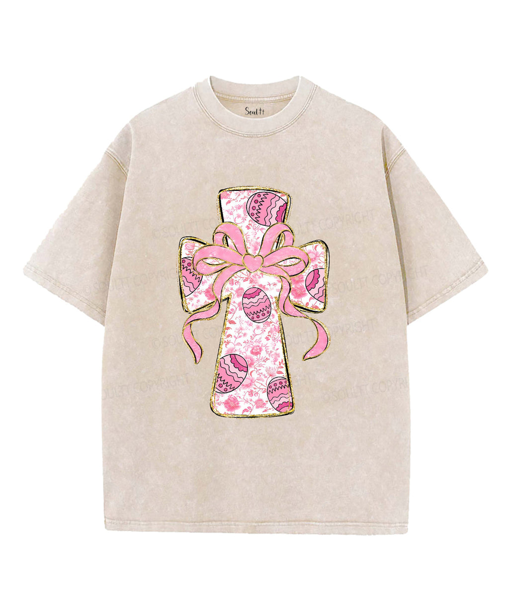 Easter Pink Bow Unisex Washed Christian T-shirt Hoodie, Sweatshirt | CiraTrend.com (Image 4)
