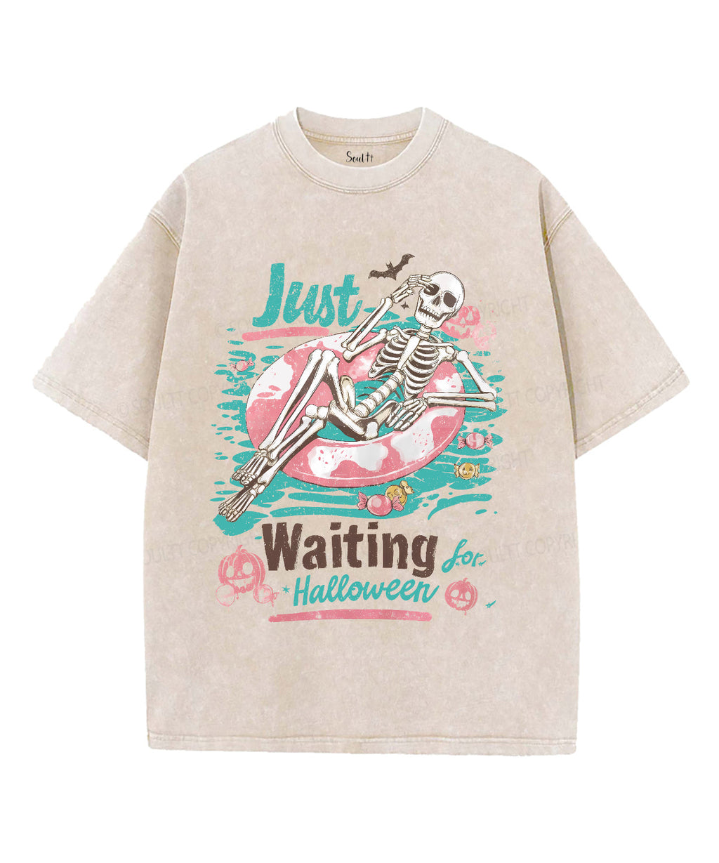 Just Waiting For Halloween Unisex Washed Christian T-shirt Style001 Hoodie, Sweatshirt | CiraTrend.com (Image 1)
