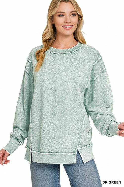 0324 Halo Washed F/Terry Exposed Seam Sweatshirt  SI-29624