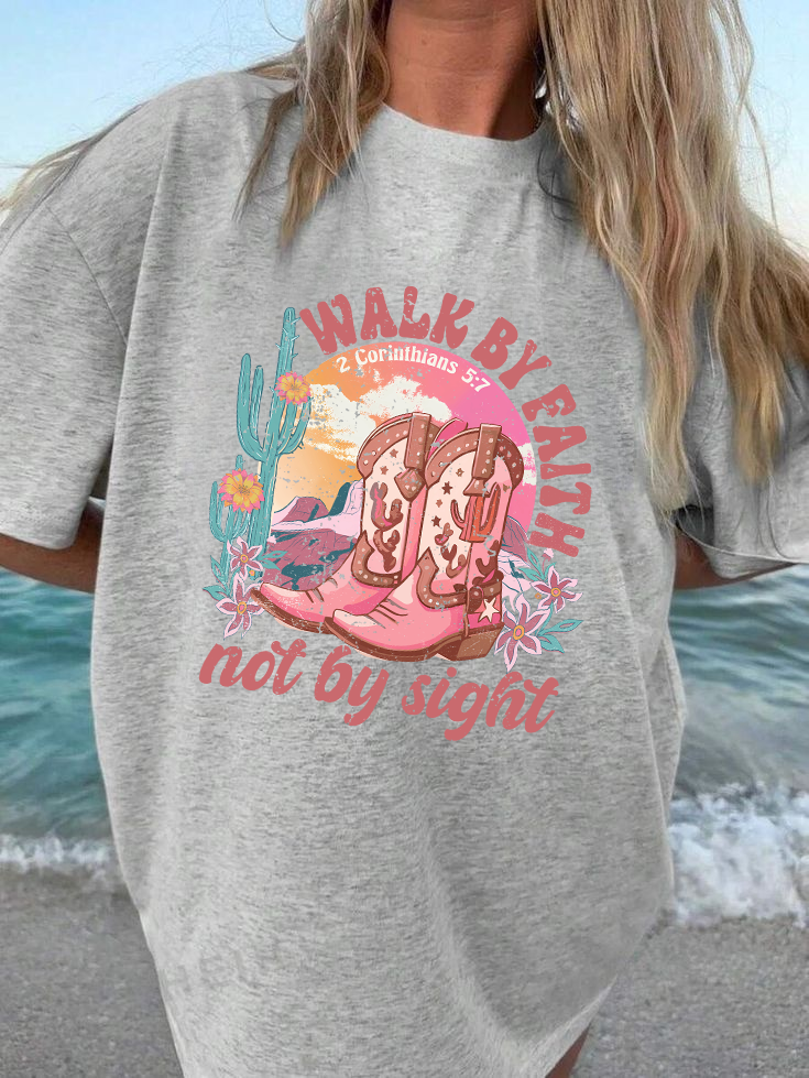 Walk By Faith Unisex Cotton Christian T-Shirt Style001 Hoodie, Sweatshirt | CiraTrend.com (Image 1)
