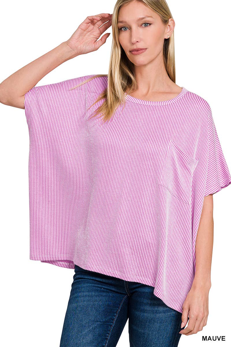 .....SI-27212 Corded Rib Oversized Short Sleeve Top
