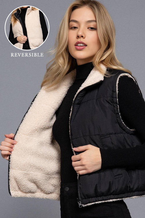 .Reversible Fur Padding Vest SI-26777