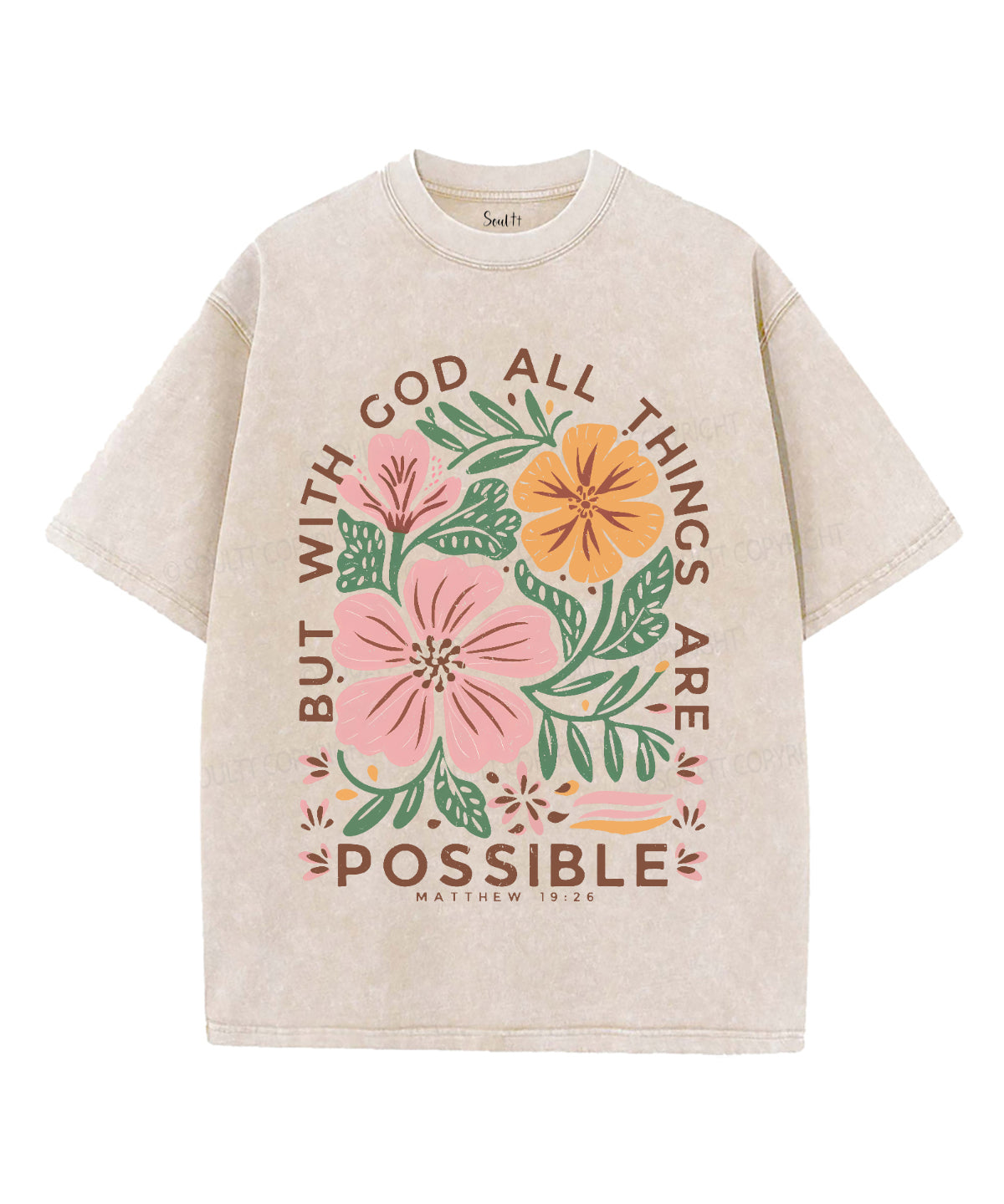 All Things Are Possible Unisex Washed Christian T-shirt Hoodie, Sweatshirt | CiraTrend.com (Image 4)