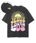 Jesus Love Us Double Sided Unisex Washed Christian T-shirt Hoodie, Sweatshirt | CiraTrend.com (Image 1)