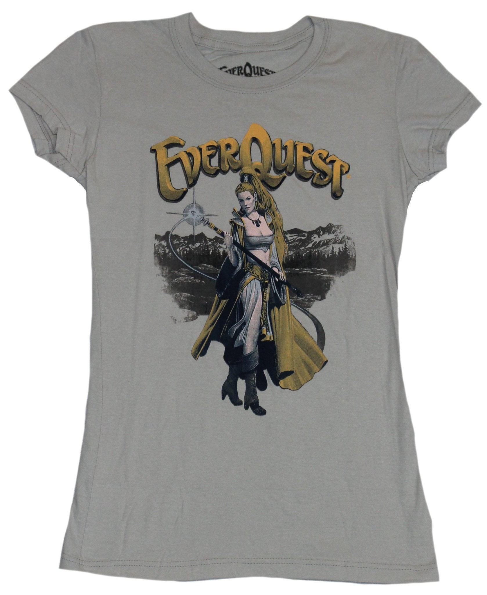Everquest Girls Juniors T-Shirt - Wand Wielding Heroine Under Yellow Logo Hoodie, Sweatshirt | CiraTrend.com