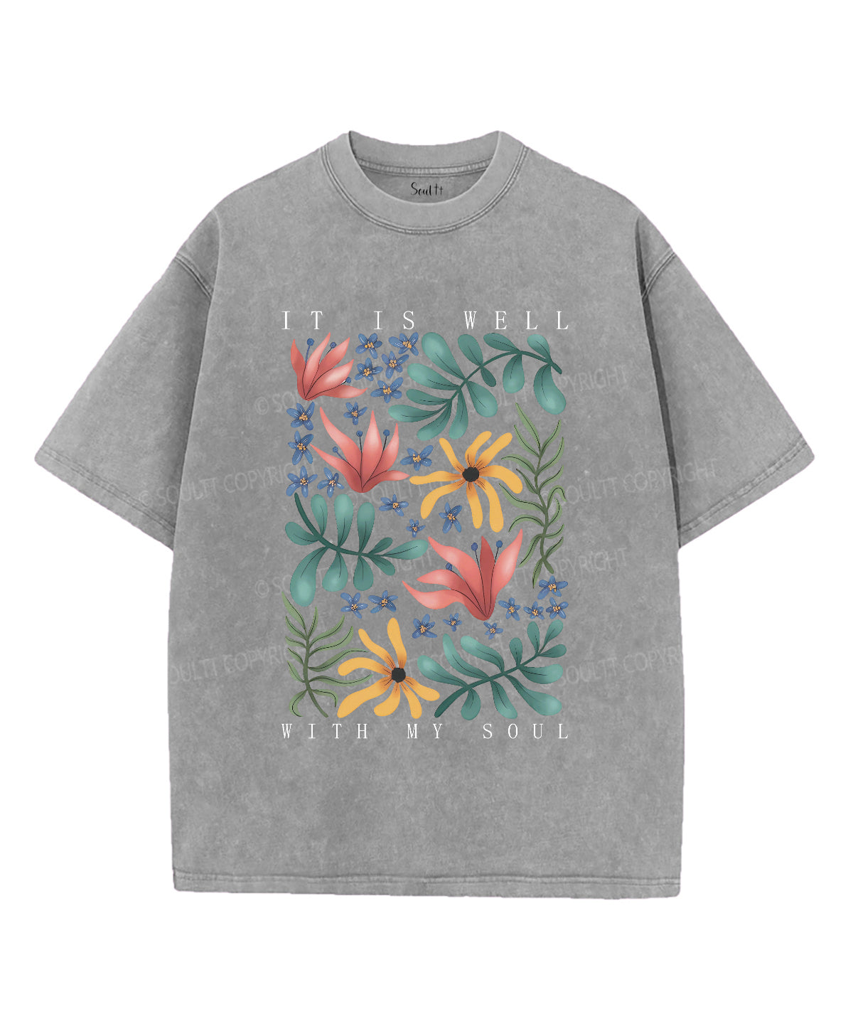 It Is Well With My Soult Unisex Washed Christian T-shirt Hoodie, Sweatshirt | CiraTrend.com (Image 3)