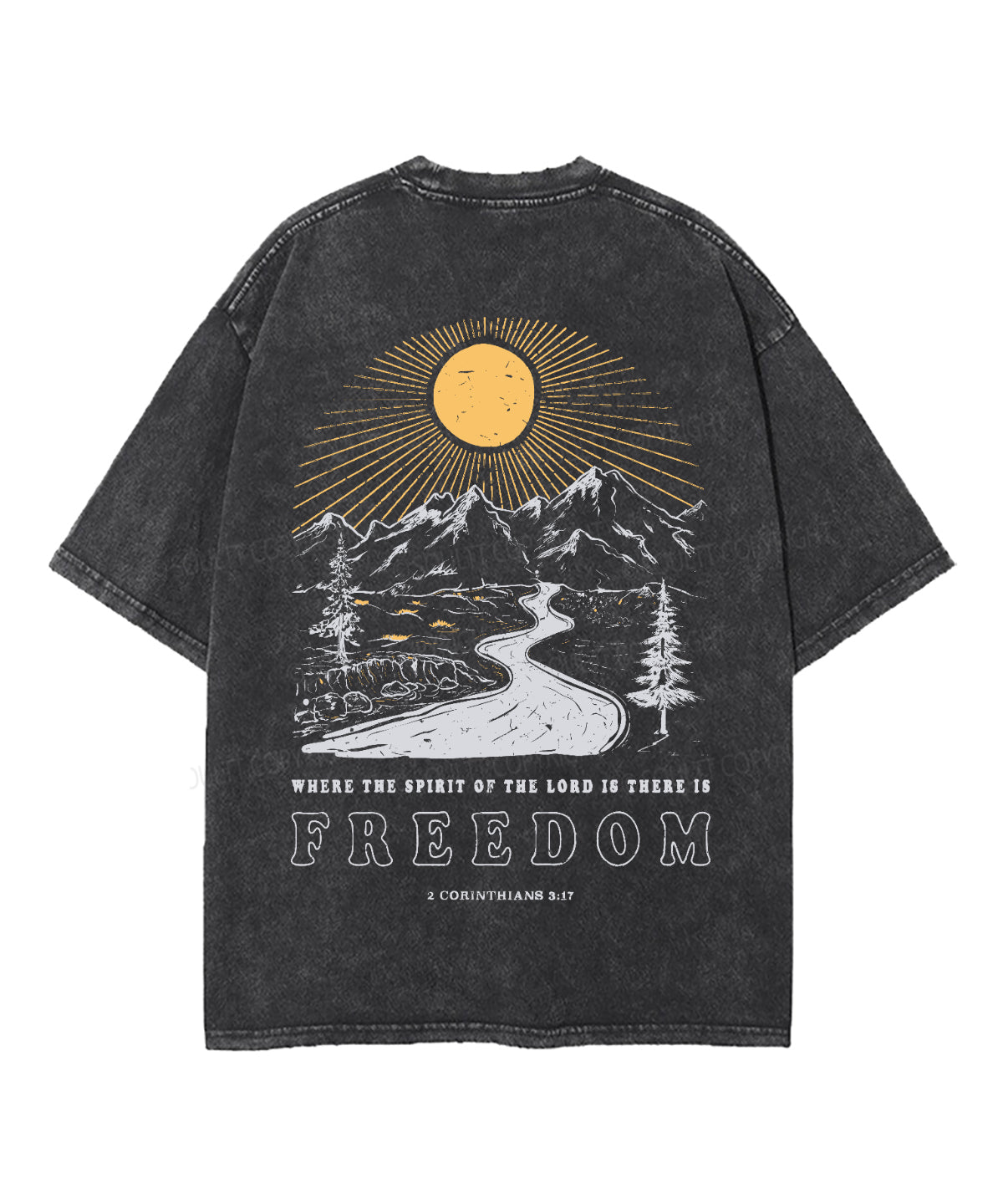 Where The Spirit Of The Lord Double Sided Unisex Washed Christian T-shirt Hoodie, Sweatshirt | CiraTrend.com (Image 3)