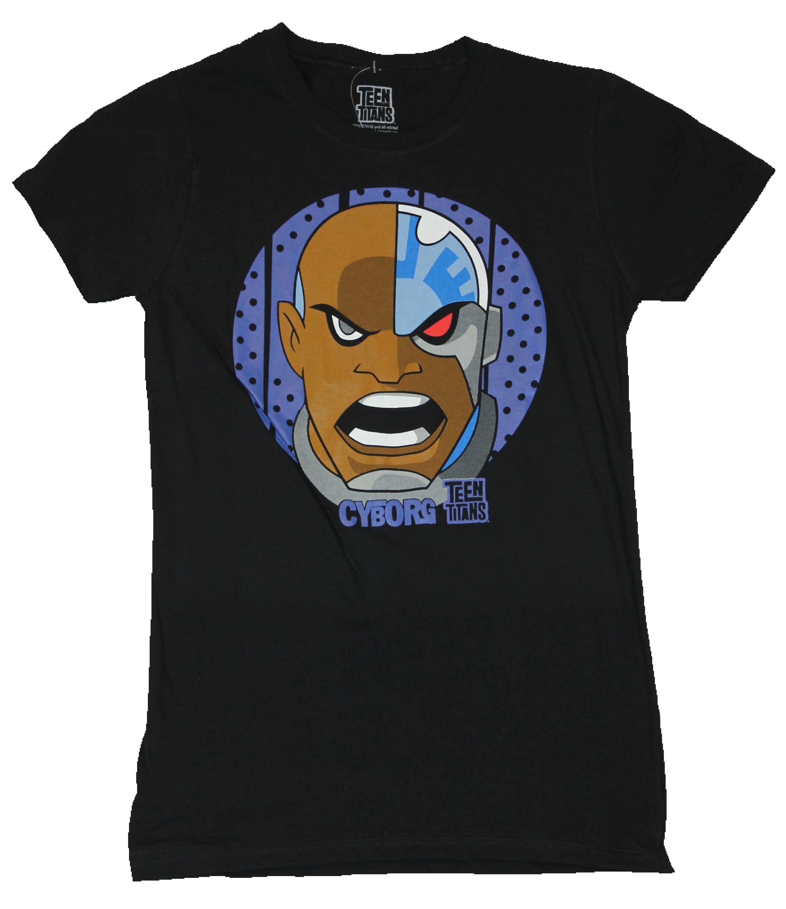Teen Titans Go Girls Juniors T-Shirt - Cyborg Circle Face Cartoon Image Hoodie, Sweatshirt | CiraTrend.com