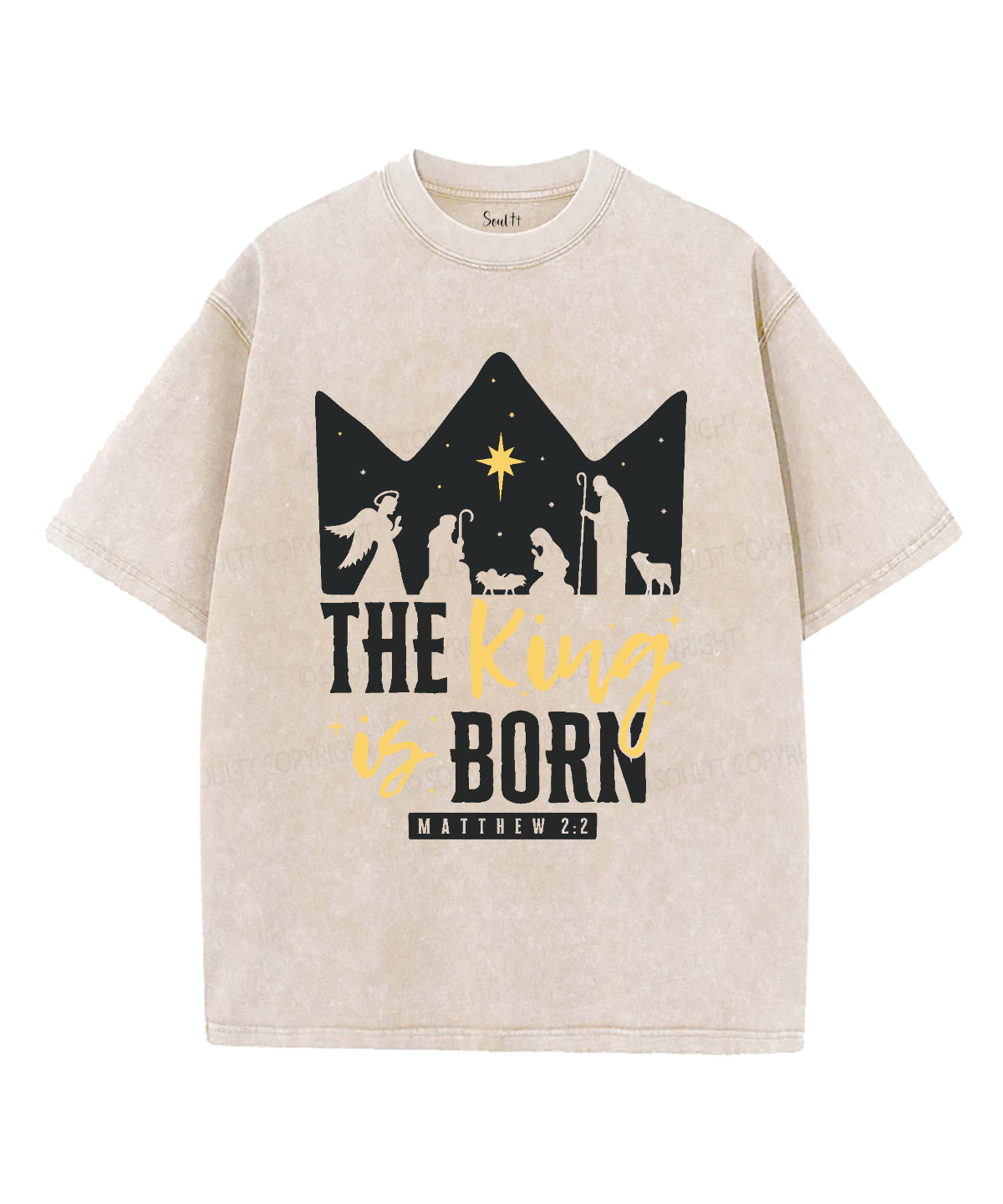 The King Is Born Washed Christian T-shirt Hoodie, Sweatshirt | CiraTrend.com (Image 2)