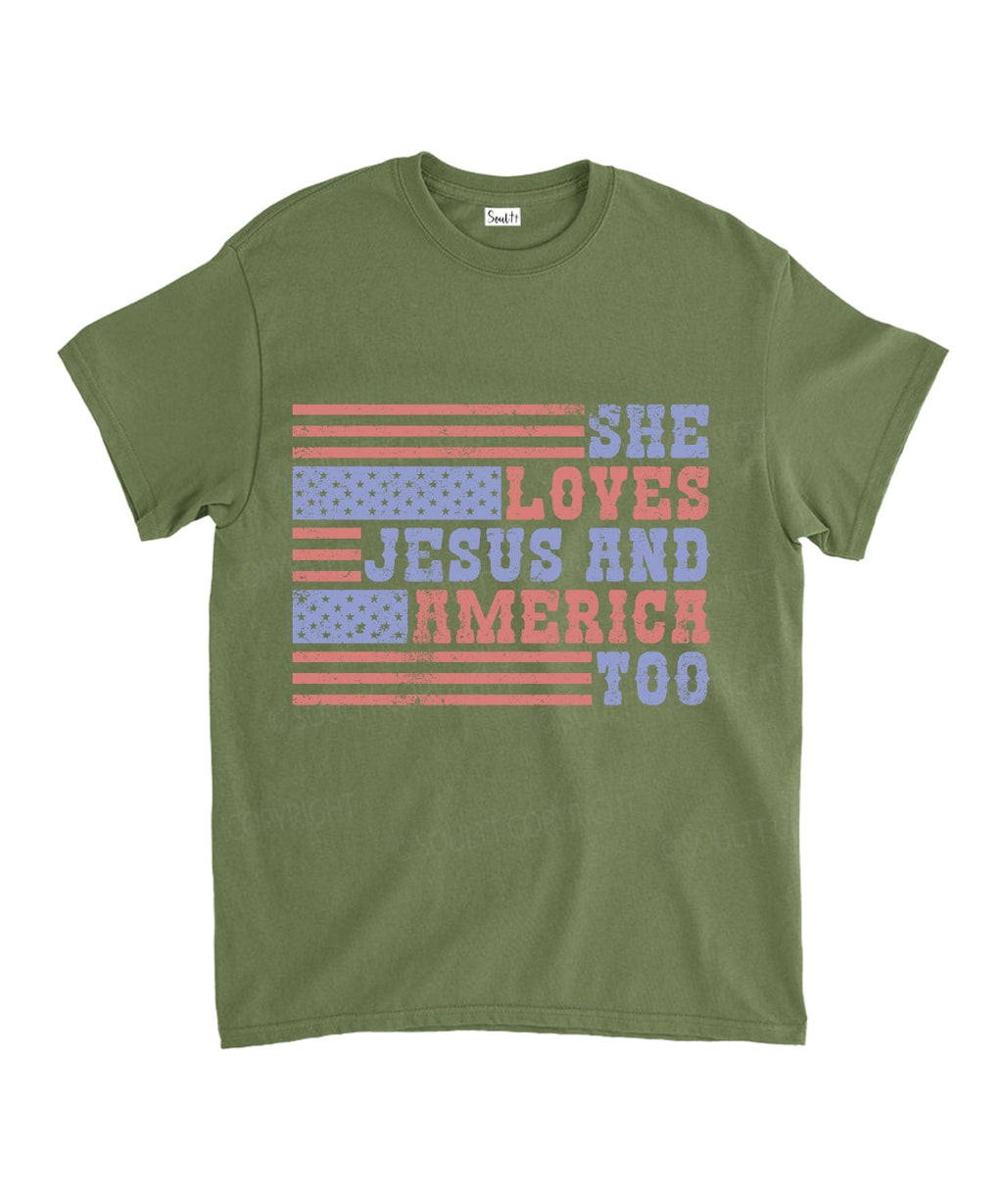 She Loves Jesus And America Unisex Cotton Christian T-Shirt Style001 Hoodie, Sweatshirt | CiraTrend.com (Image 5)