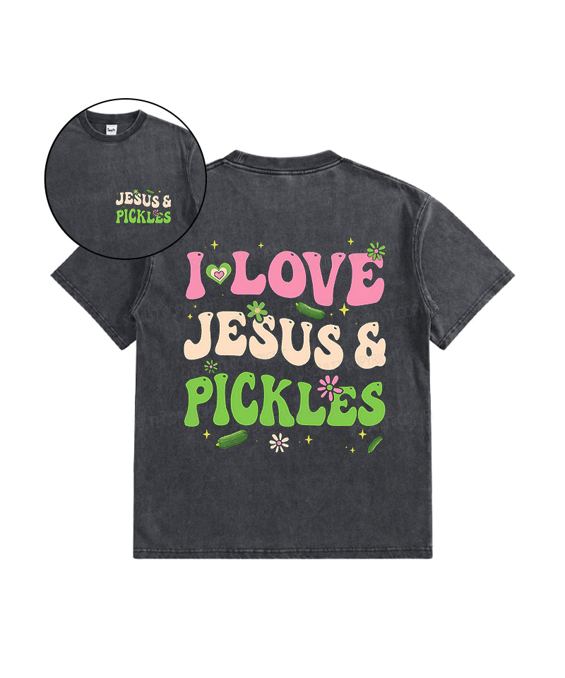 Kids Love Jesus And Love Pickles Double Sided Washed Christian T-shirt Hoodie, Sweatshirt | CiraTrend.com (Image 1)