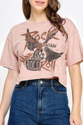 Rock and Roll Vintage Mineral Graphic Long Crop Top