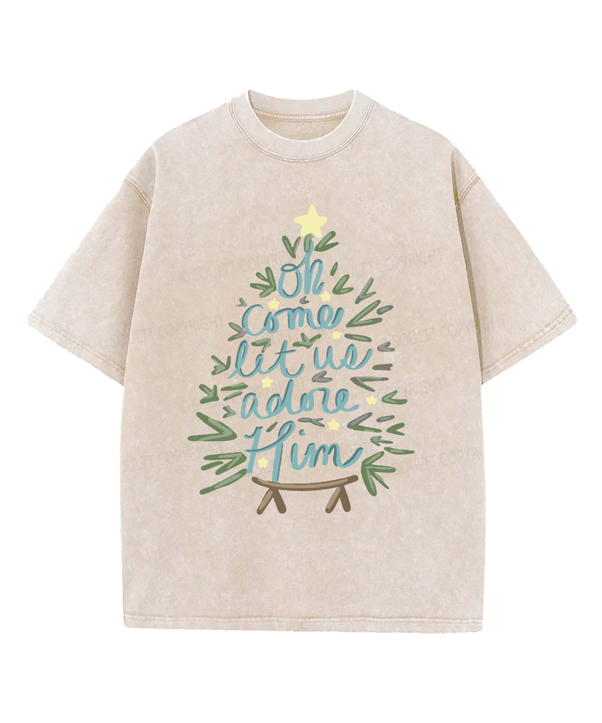 Oh Come Let Us Adore Him Washed Christian T-shirt Hoodie, Sweatshirt | CiraTrend.com (Image 4)