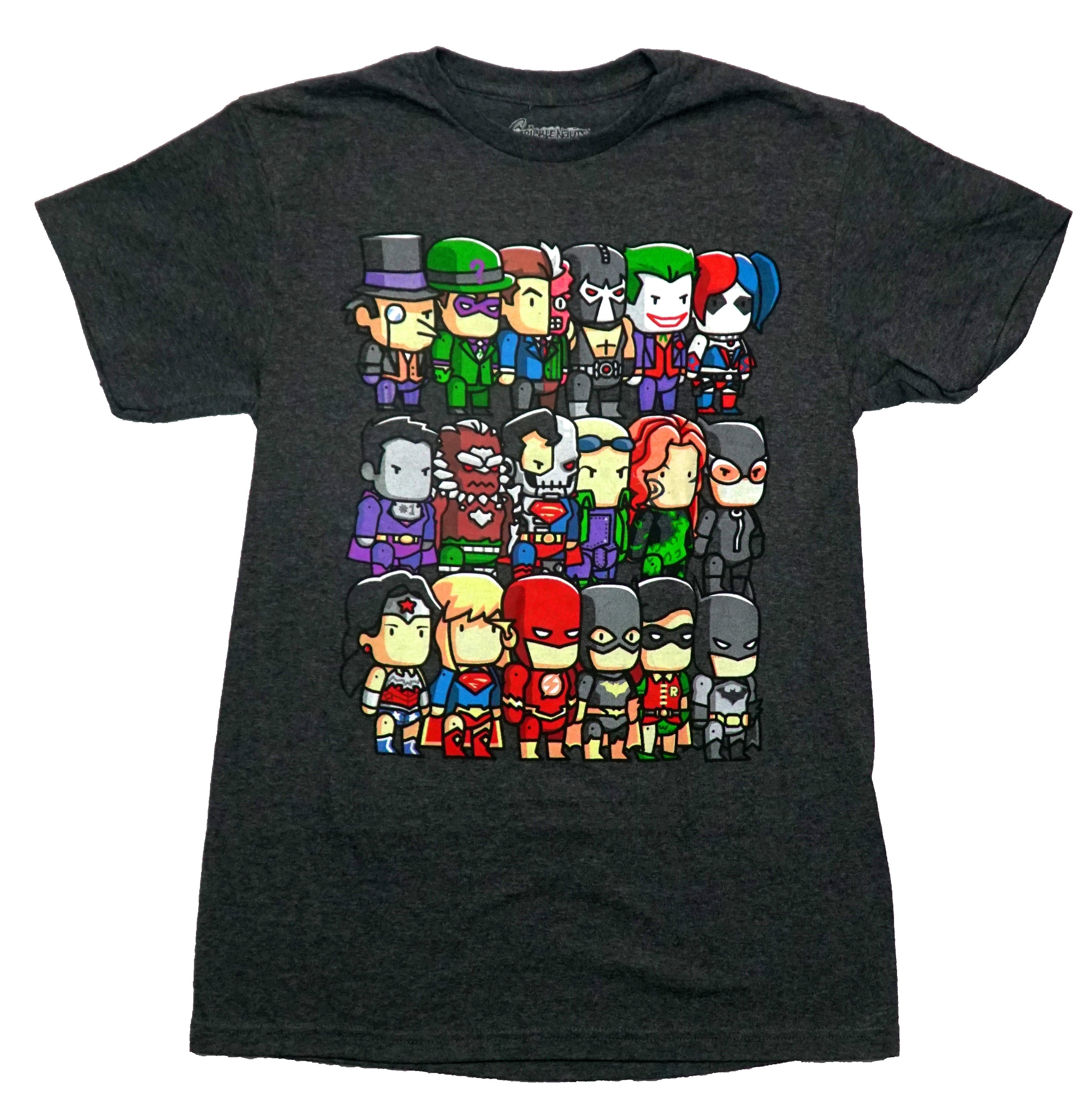 Scribblenauts Mens T-Shirt - Three Rows of Chibi Superheroes Hoodie, Sweatshirt | CiraTrend.com