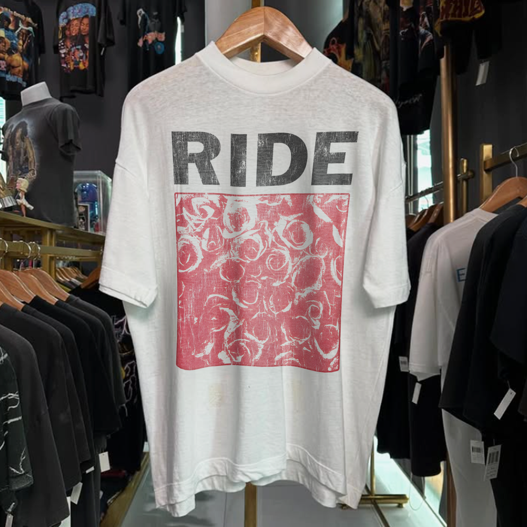 1990 RIDE EP PROMO RARE WASHED WHITE T-SHIRT