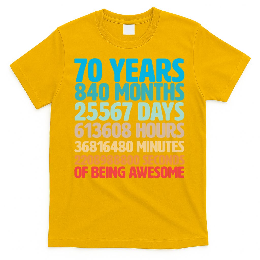 70 Years Of Being Awesome 70th Birthday Time Breakdown T-Shirt