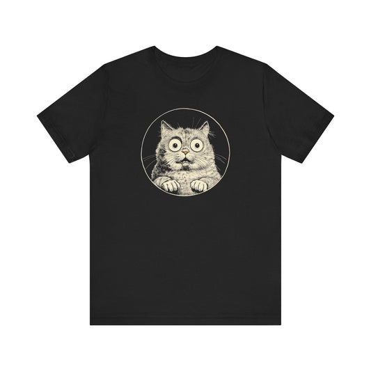 Wide-Eyed Cat Graphic Tee Ã¢â‚¬â€œ Vintage Style Cat Lover Shirt Style001