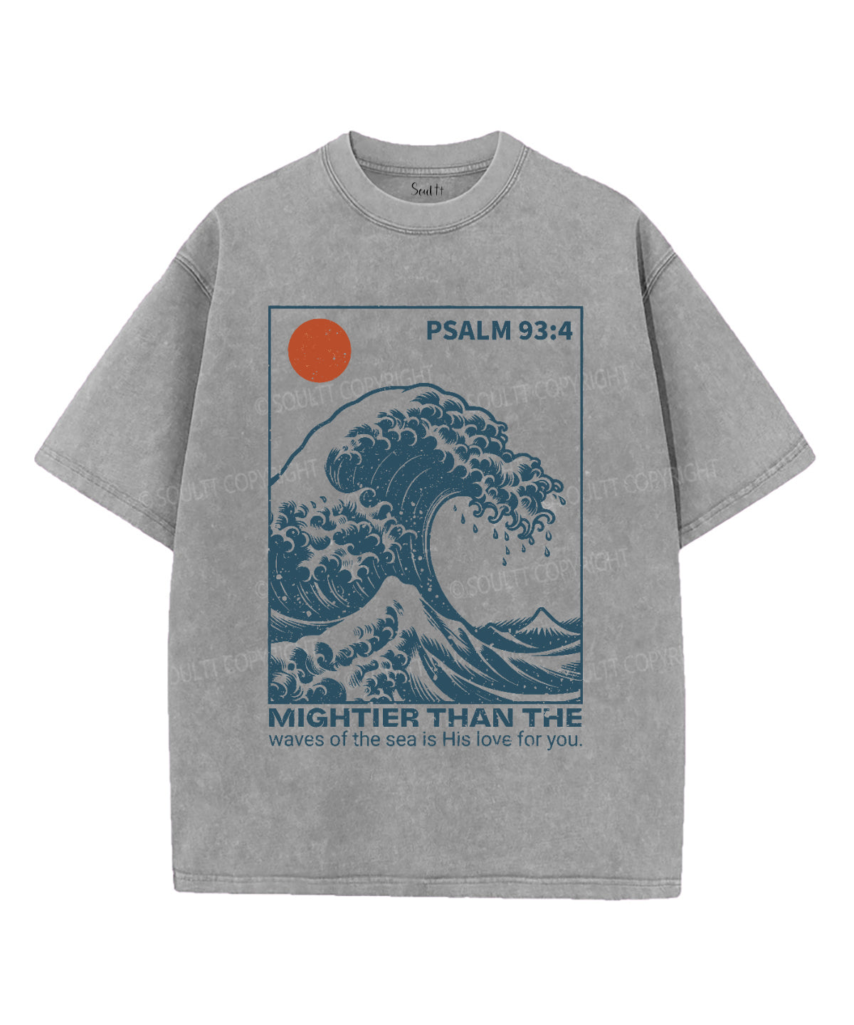 Mightier Than The Waves Unisex Washed Christian T-shirt Style001 Hoodie, Sweatshirt | CiraTrend.com (Image 3)