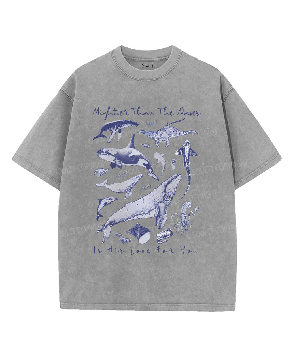 Mightier Than The Waves Unisex Washed Christian T-shirt Style004 Hoodie, Sweatshirt | CiraTrend.com (Image 2)