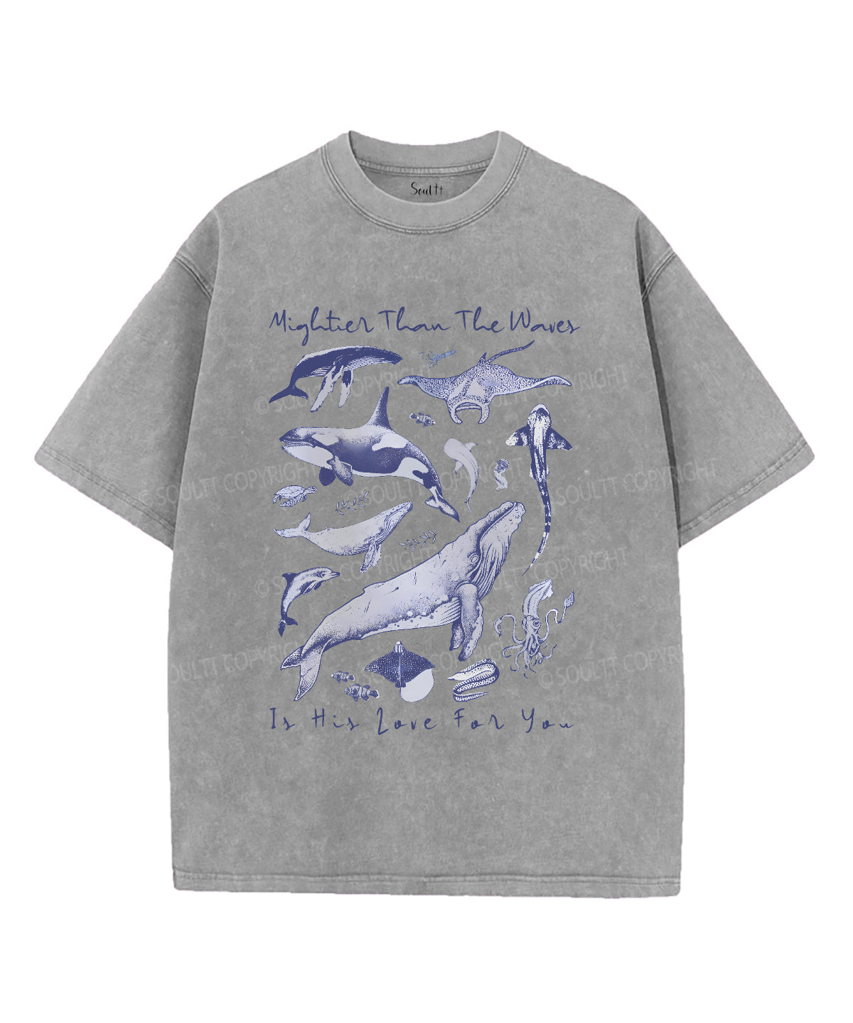 Mightier Than The Waves Unisex Washed Christian T-shirt Style004 Hoodie, Sweatshirt | CiraTrend.com (Image 2)