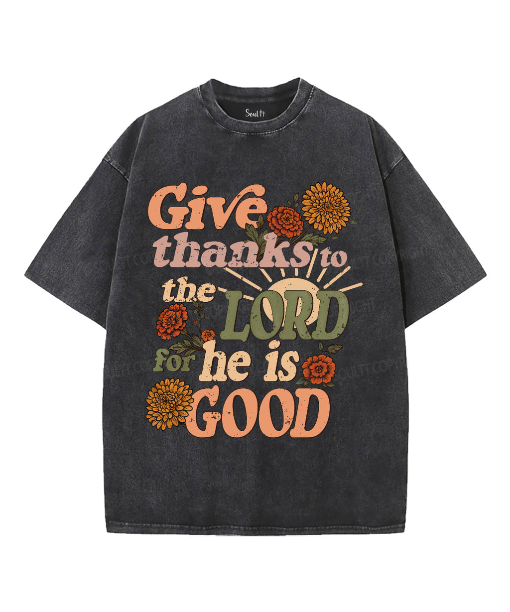 Give Thanks to the Lord Unisex Washed Christian T-shirt Hoodie, Sweatshirt | CiraTrend.com (Image 2)