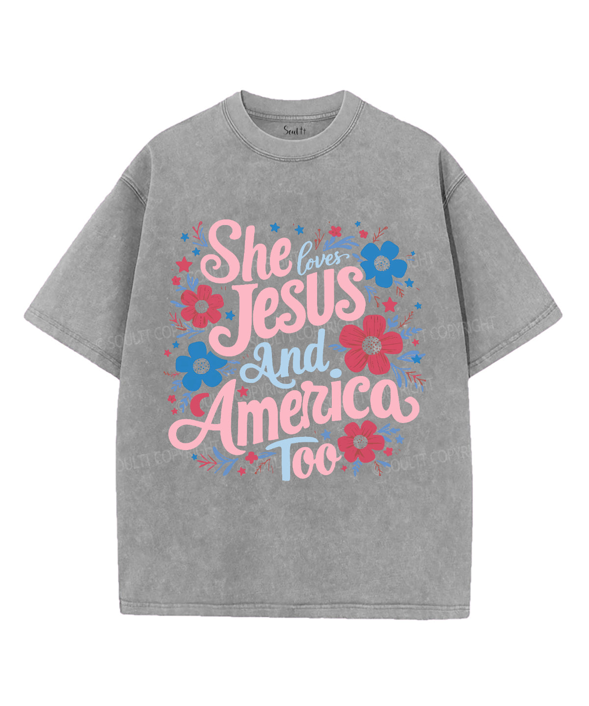 She Loves Jesus And America Unisex Washed Christian T-shirt Style006 Hoodie, Sweatshirt | CiraTrend.com (Image 3)