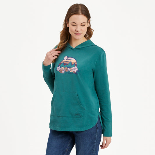 Women's Retro Mountains Floral Crusher-FLEX Hoodie Tunic
