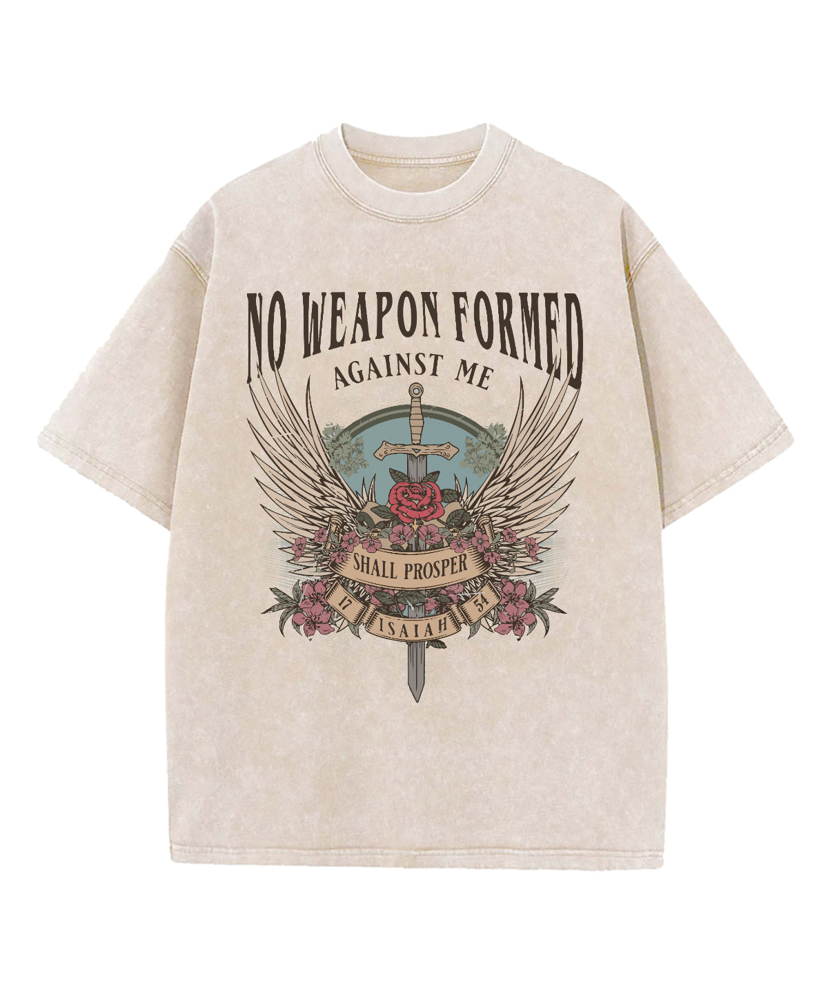 No Weapon Formed Against Me Washed Christian T-shirt Hoodie, Sweatshirt | CiraTrend.com (Image 1)
