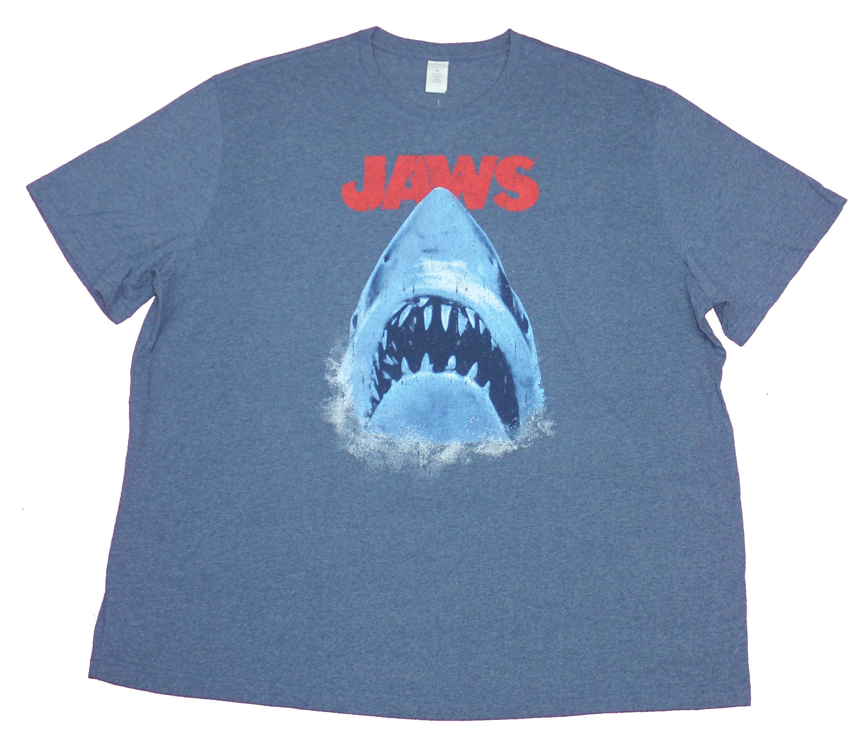 Jaws Mens T-Shirt- Distressed Big Mouth Shark Under Red Name Image Style005 Hoodie, Sweatshirt | CiraTrend.com