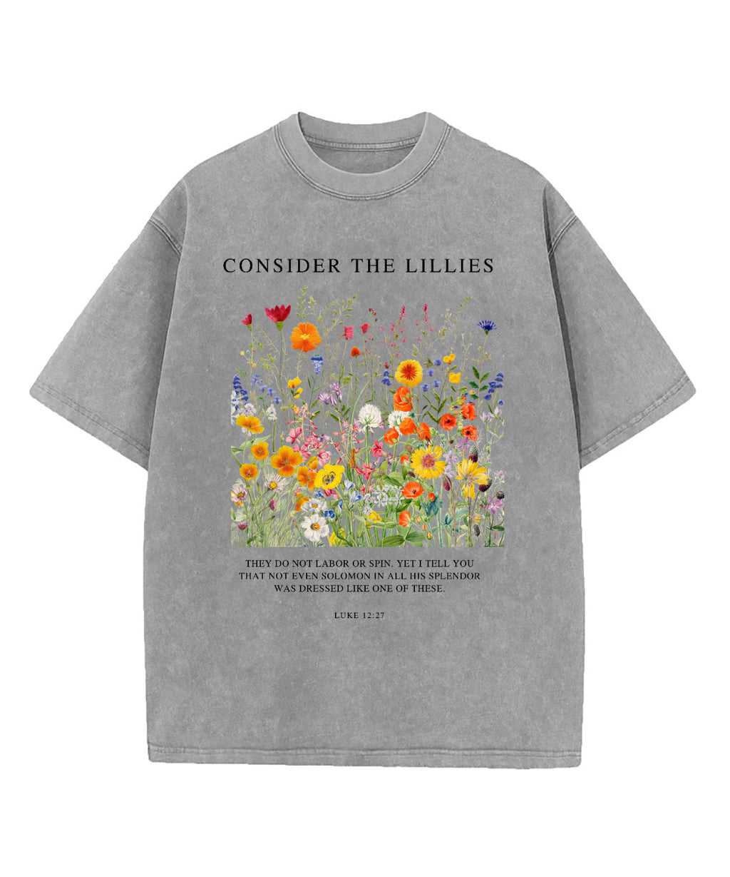 Consider The Lilies Washed Christian T-shirt Hoodie, Sweatshirt | CiraTrend.com (Image 3)