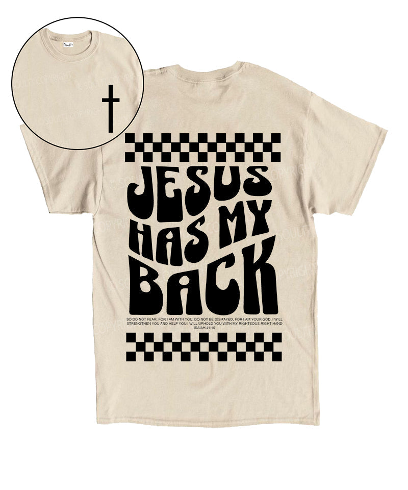 Jesus Has My Back Double Sided Unisex Cotton Christian T-Shirt Hoodie, Sweatshirt | CiraTrend.com (Image 1)