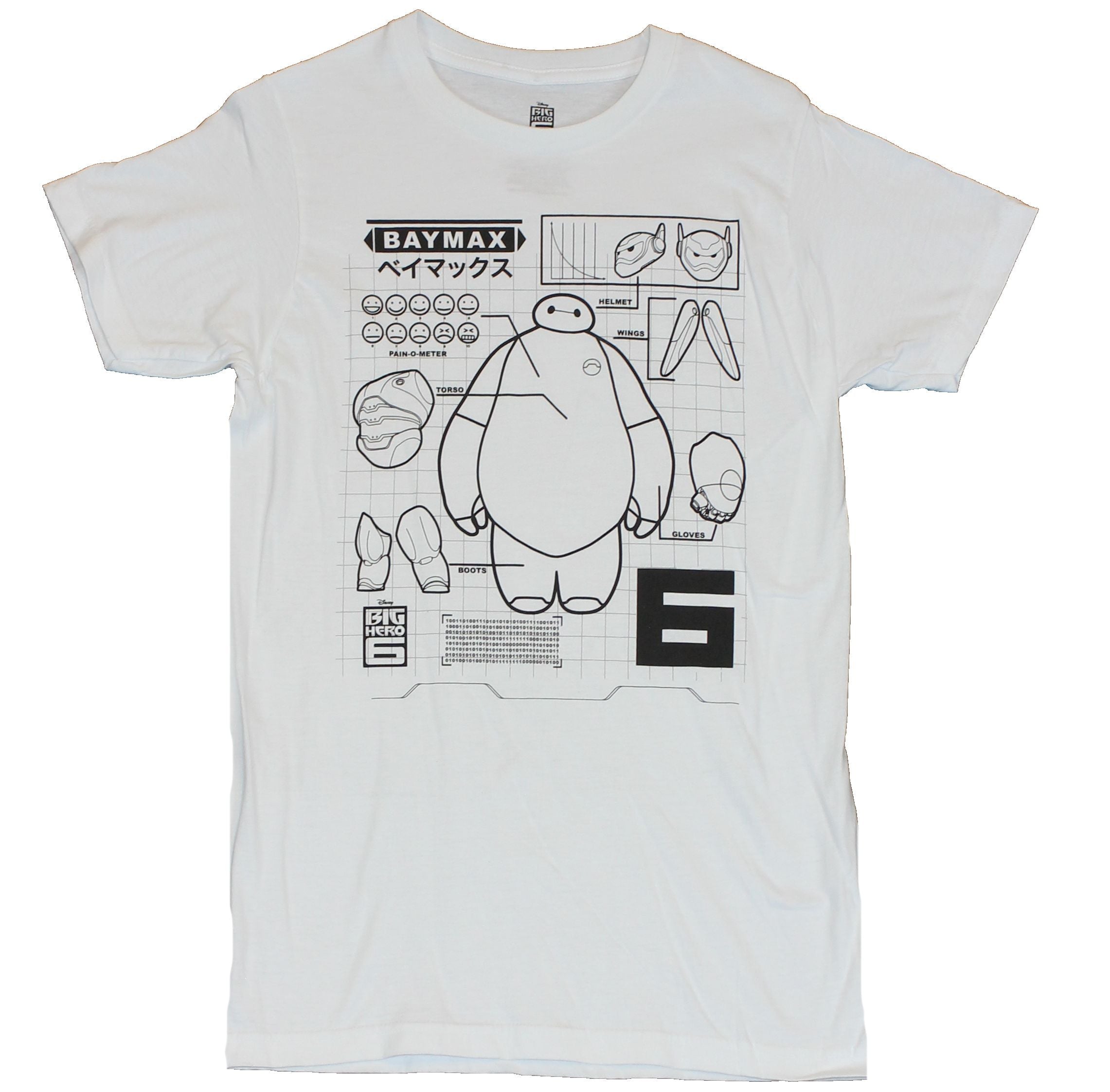 Big Hero Six 6 Baymax Black White Blue Print Image T-Shirts, Hoodie, Sweatshirt