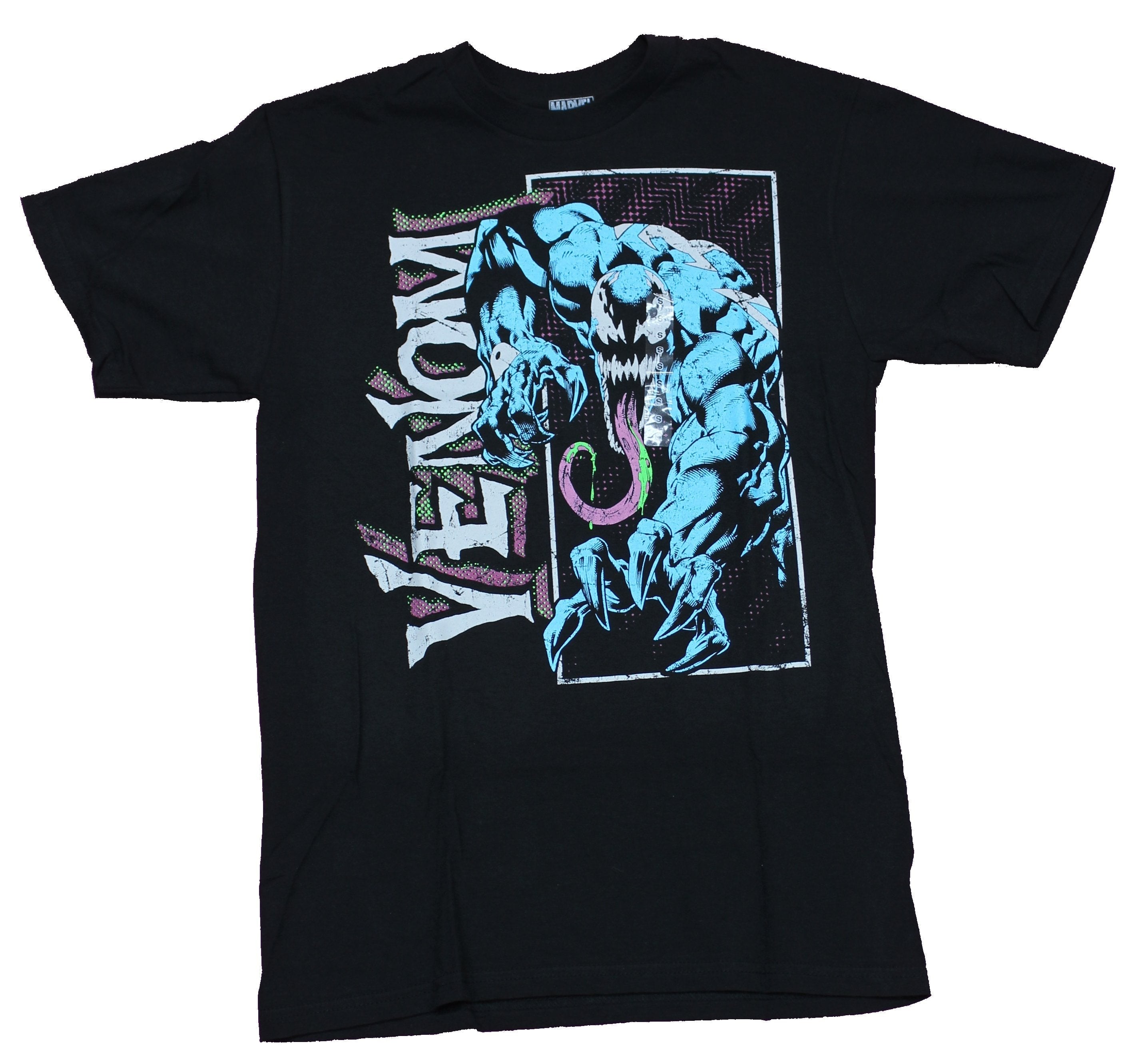 Venom Mens T-Shirt - Attacking Venom in Box By Vertical Name Hoodie, Sweatshirt | CiraTrend.com