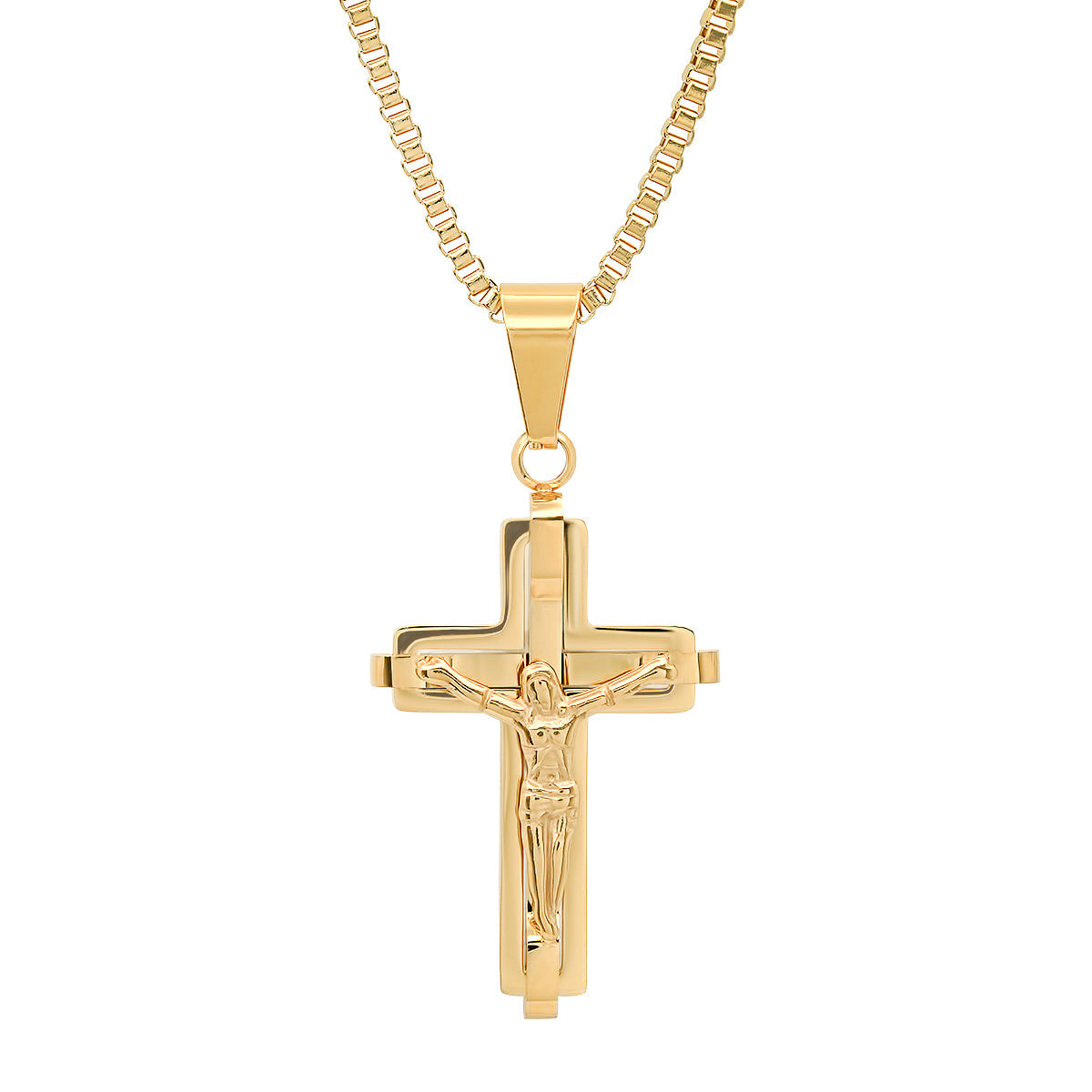 18K Gold Plated Stainless Steel Crucifix Pendant T-Shirts, Hoodie, Sweatshirt | CiraTrend.com (Image 1)