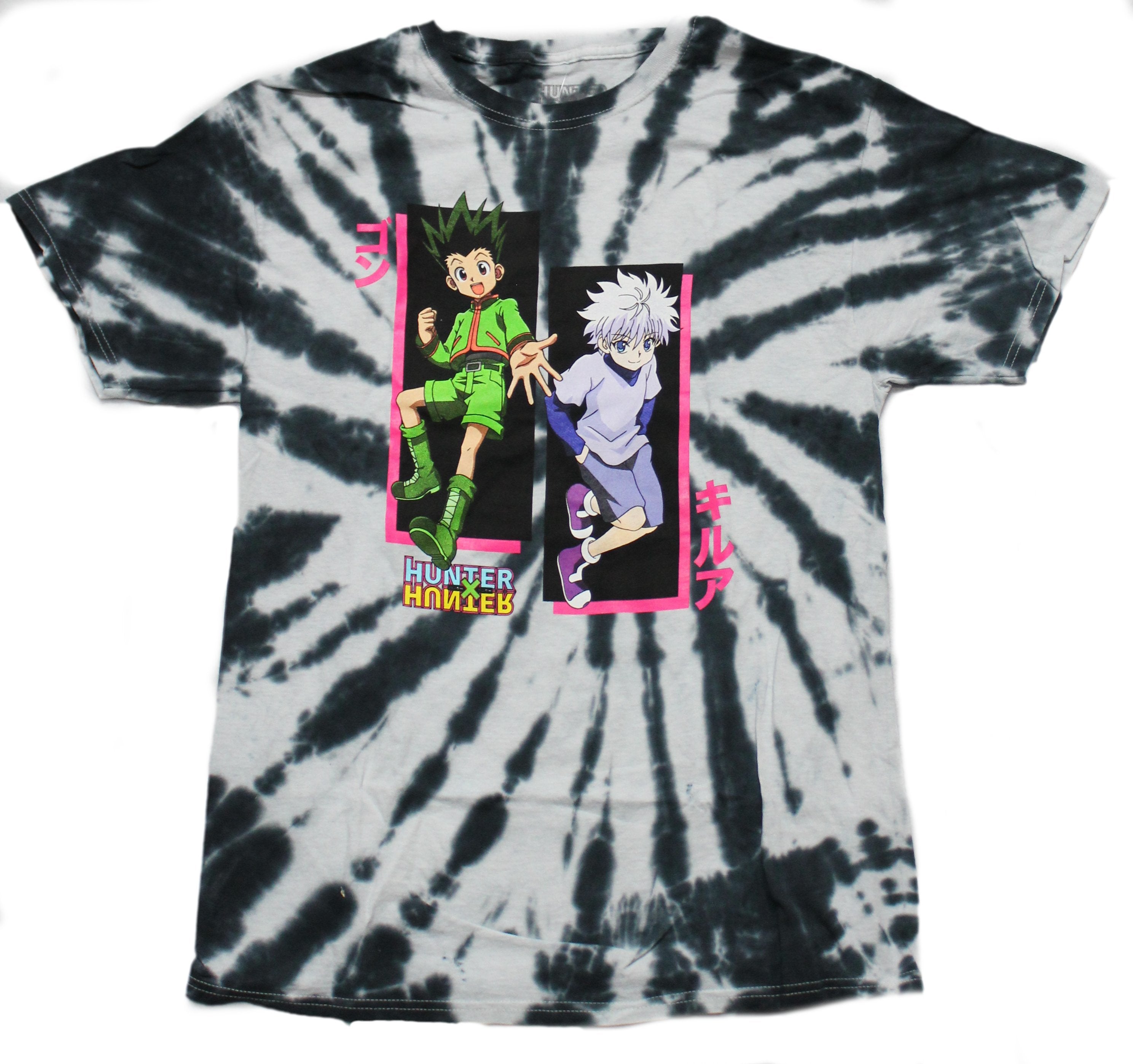Hunter X Hunter Mens T-Shirt - Killua Gon Pink Boxes Kanji Marbled Hoodie, Sweatshirt | CiraTrend.com