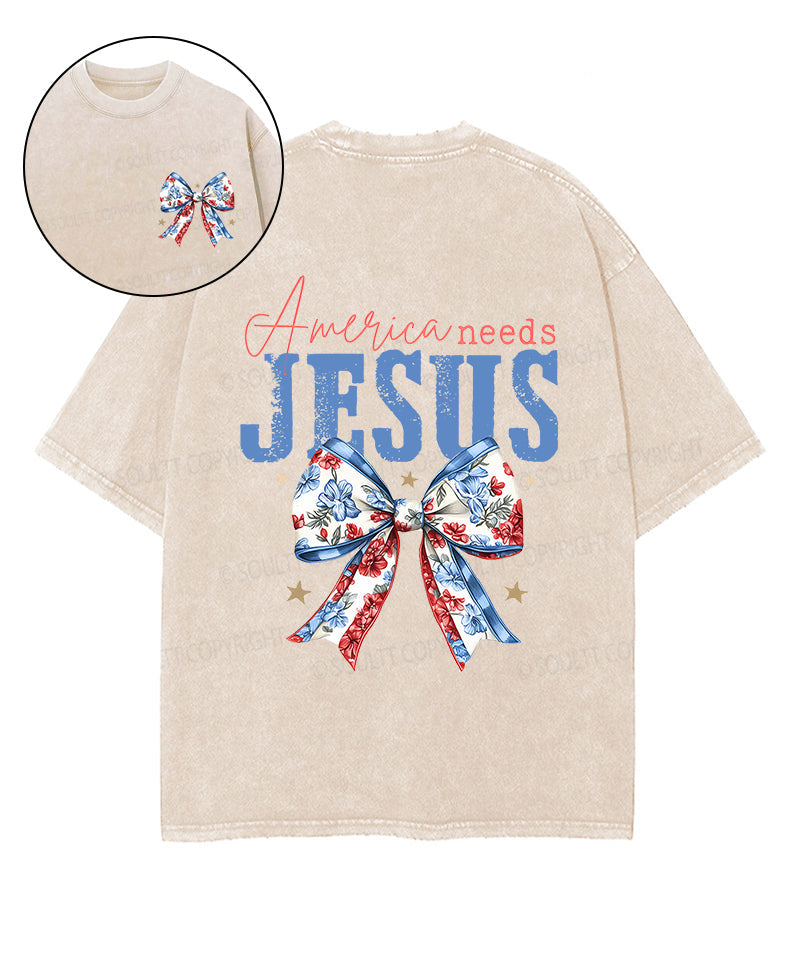 America Needs Jesus Double Sided Unisex Washed Christian T-shirt Style001 Hoodie, Sweatshirt | CiraTrend.com (Image 1)