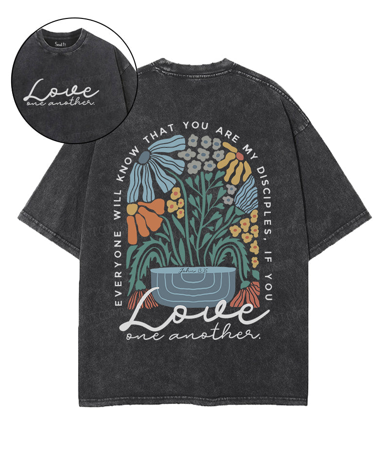 Love One Another Double Sided Unisex Washed Christian T-shirt Hoodie, Sweatshirt | CiraTrend.com (Image 1)