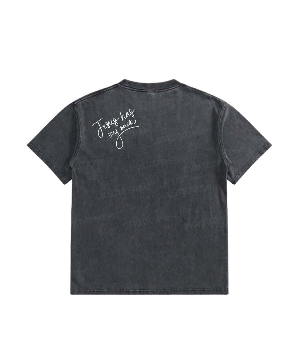 Kids Jesus Has My Back Double Sided Washed Christian T-shirt Hoodie, Sweatshirt | CiraTrend.com (Image 3)