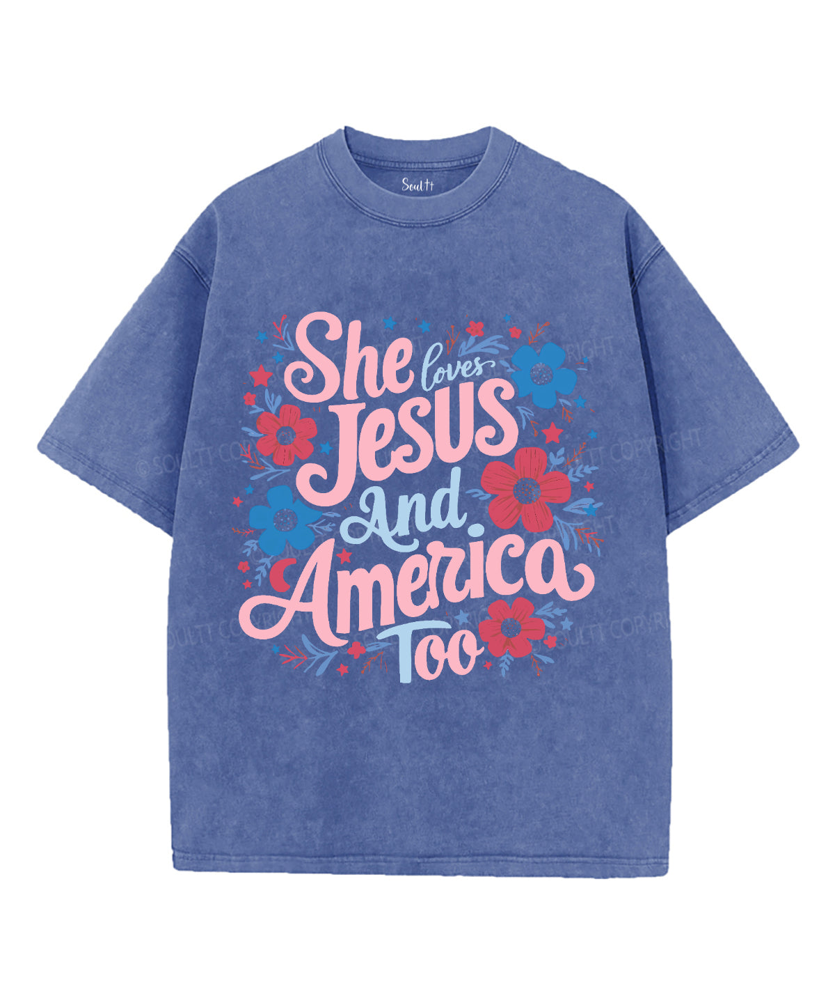 She Loves Jesus And America Unisex Washed Christian T-shirt Style006 Hoodie, Sweatshirt | CiraTrend.com (Image 4)