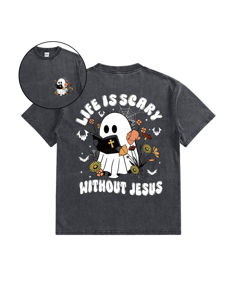 Kids Life Is Scary Double Sided Washed Christian T-shirt Hoodie, Sweatshirt | CiraTrend.com (Image 1)
