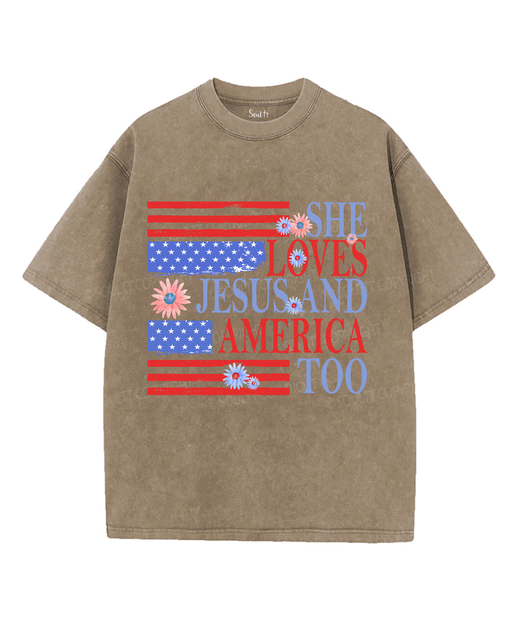 She Loves Jesus And America Unisex Washed Christian T-shirt Style004 Hoodie, Sweatshirt | CiraTrend.com (Image 5)