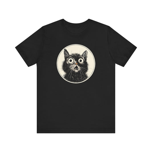 Wide-Eyed Cat Graphic Tee Ã¢â‚¬â€œ Vintage Style Cat Lover Shirt