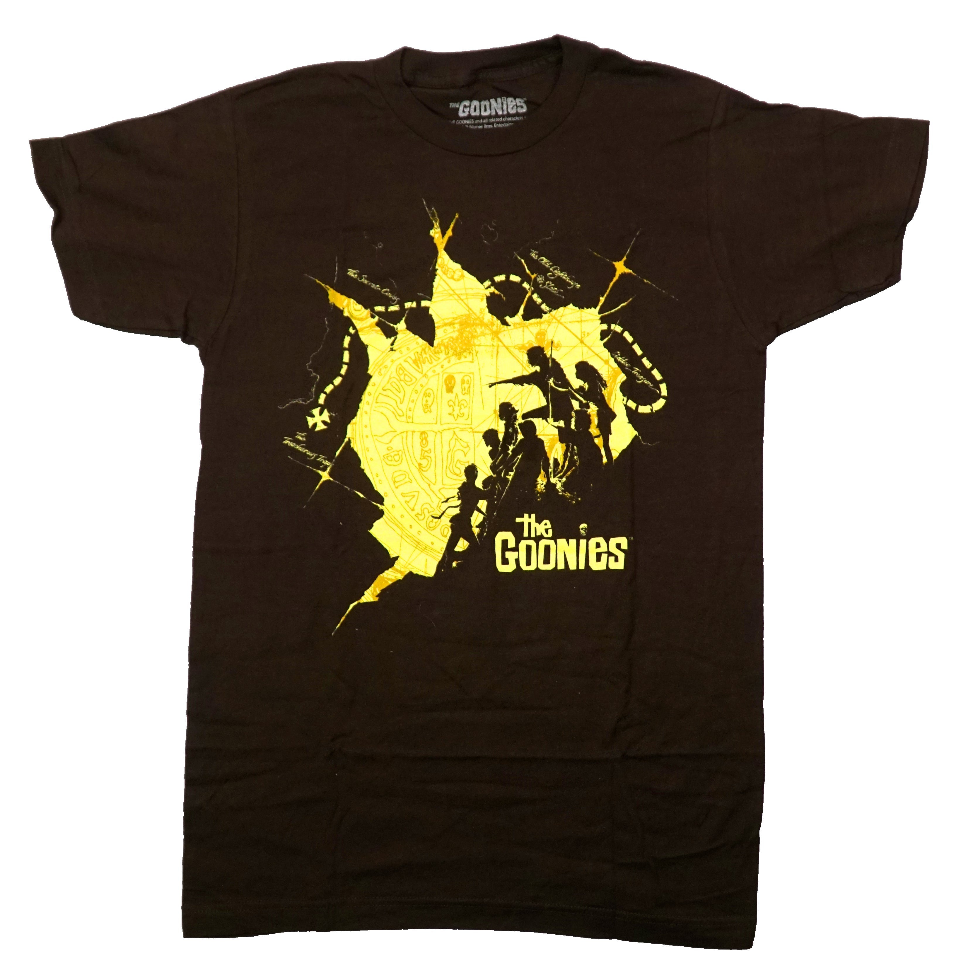 The Goonies Mens T-Shirt - Silhouettes over Treasure Map Hoodie, Sweatshirt | CiraTrend.com