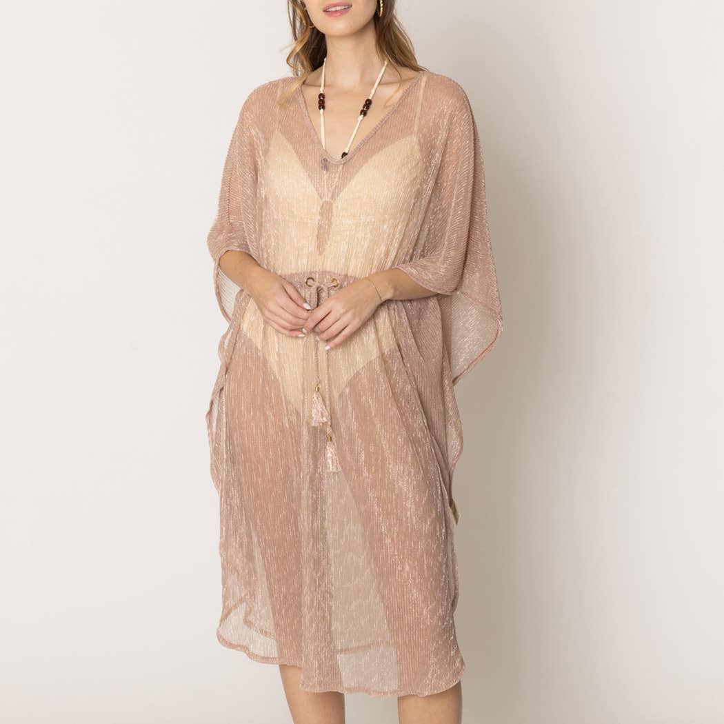 Lurex Sheer String Poncho Beach Cover-Up Dress