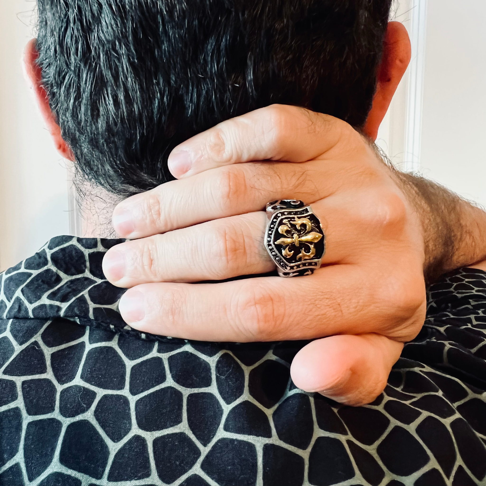18K Gold PVD Coated Stainless Steel Fleur De Lis Shield Signet Ring T-Shirts, Hoodie, Sweatshirt | CiraTrend.com (Image 4)