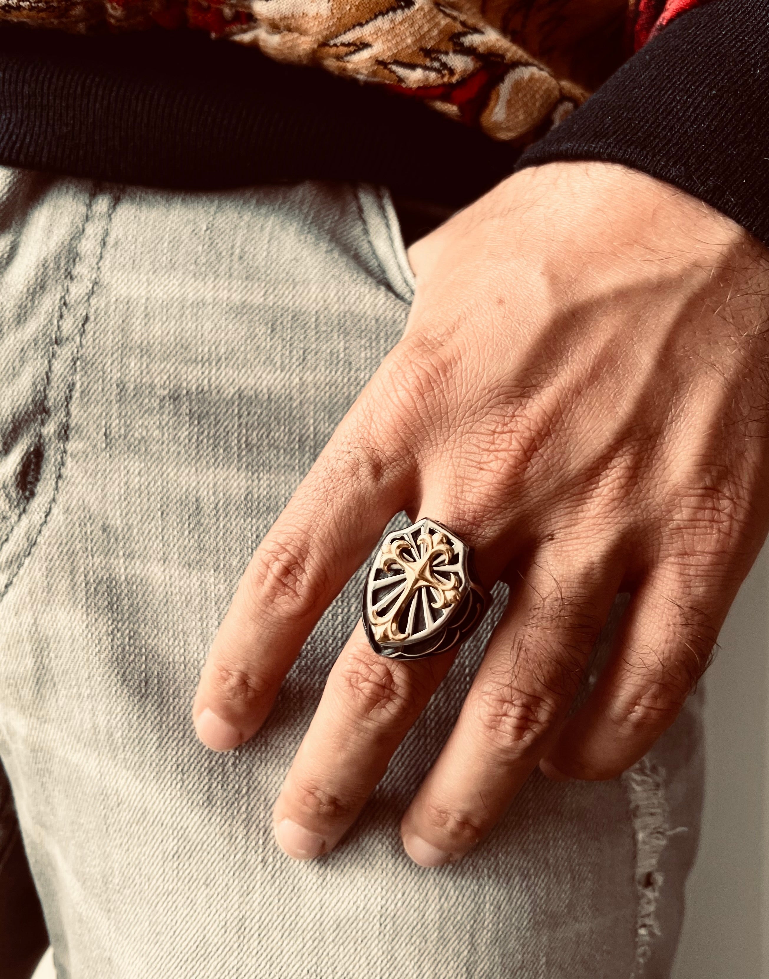 18K Gold Steel Cross On Shield Signet Ring T-Shirts, Hoodie, Sweatshirt | CiraTrend.com (Image 4)