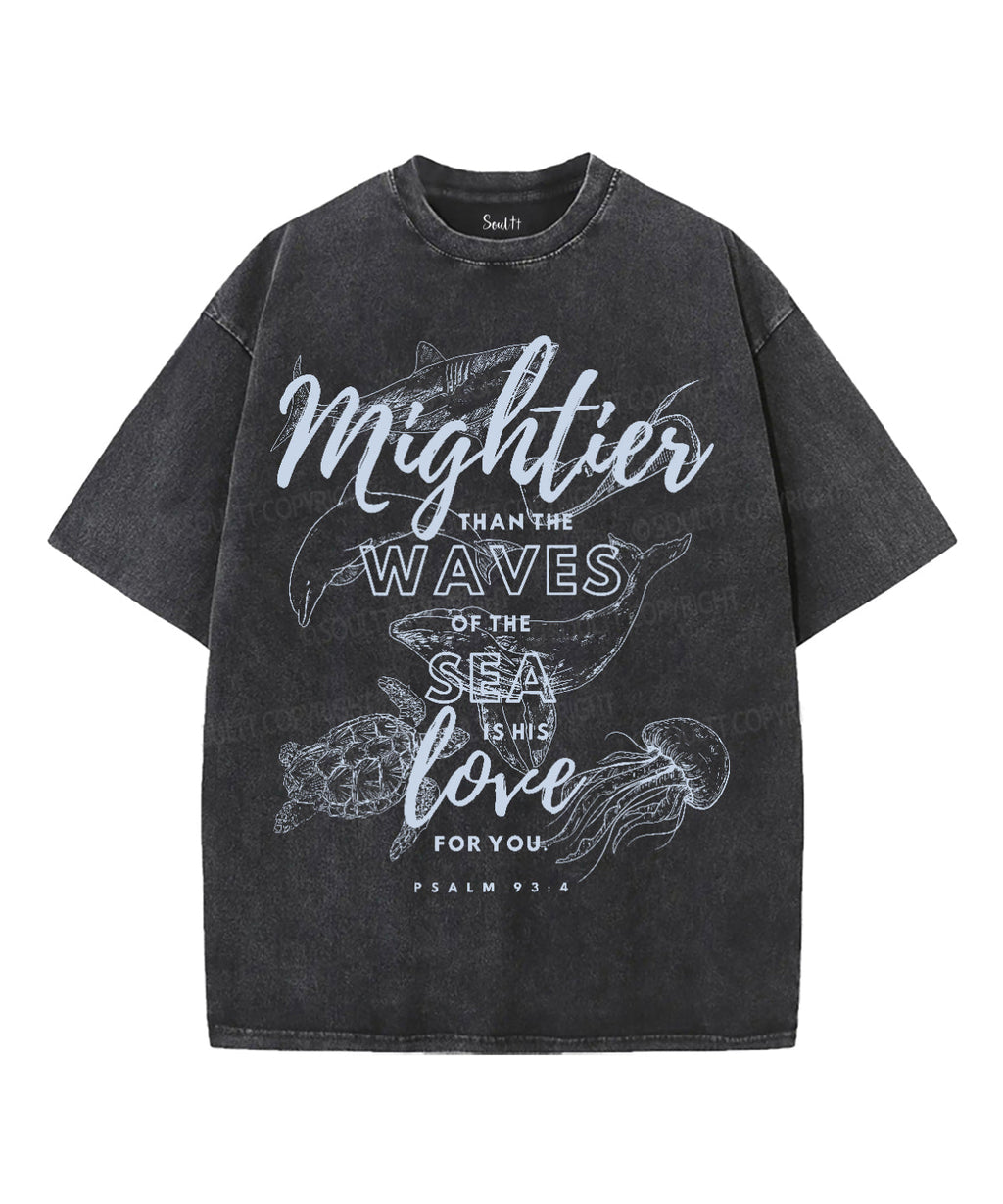 Mightier Than The Waves Unisex Washed Christian T-shirt Style002 Hoodie, Sweatshirt | CiraTrend.com (Image 1)